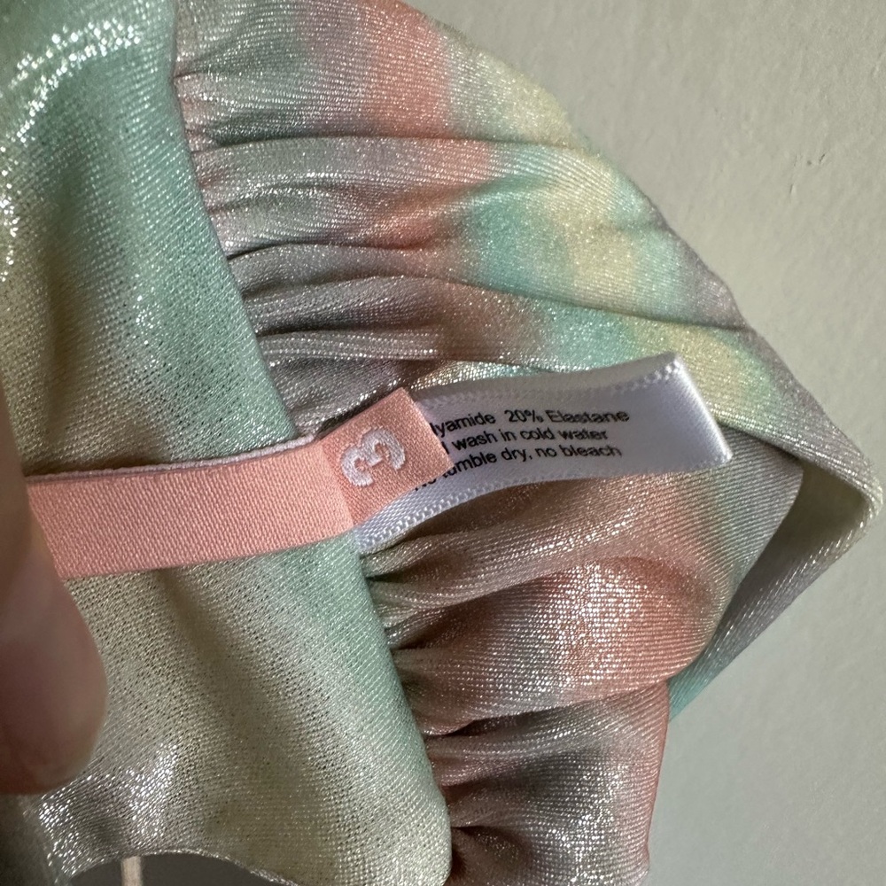 Cali Dreaming Swim Shiny Rainbow Colorful Halter Bikini Top size 3 (Small) EUC - Picture 7 of 8